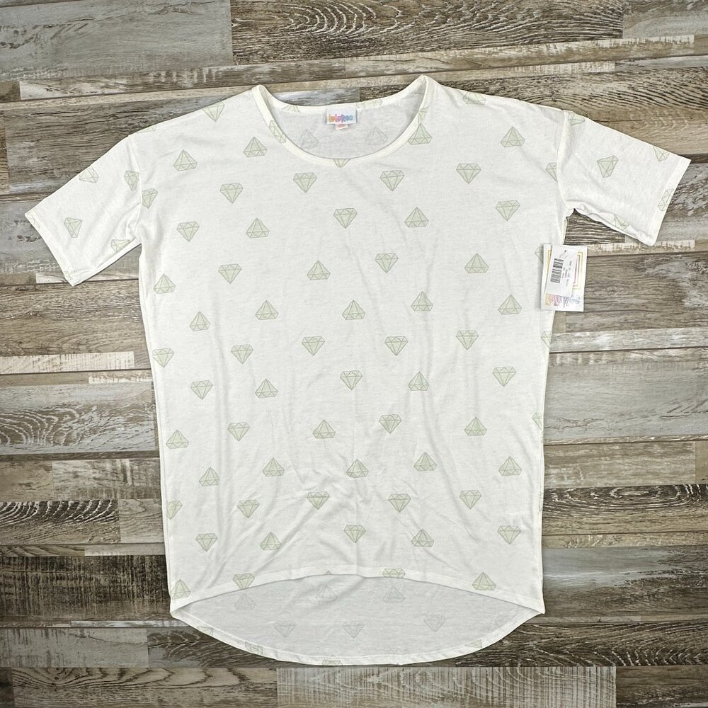 NWT Lularoe Irma top XS white green short sleeve